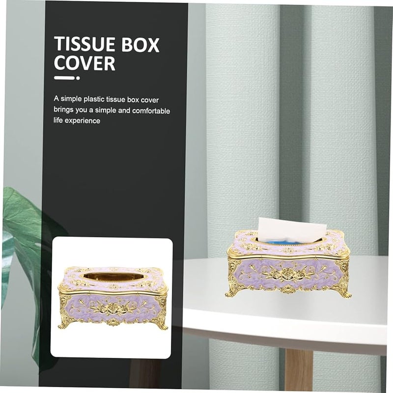 حامل صندوق المناديل الأرجواني، حاوية تخزين ورقية متينة للاستخدام المنزلي والمركبي متعدد الأغراض - Image 3